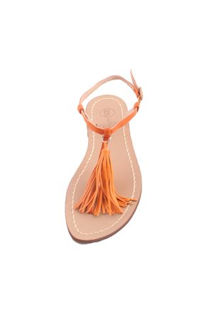 Orange Capri sandals with tassels Da Costanzo | NAPPINE PELLEARANCIO